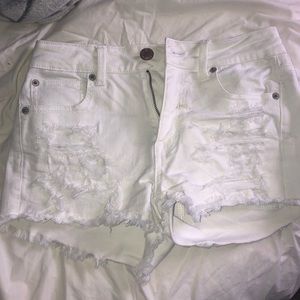 White denim ripped shorts !